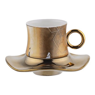 Custom Luxury Fashion Coffee Cups Electroplating Gold Tea Cups and Saucer