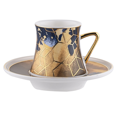 Custom Luxury Fashion Coffee Cups Electroplating Gold Tea Cups and Saucer